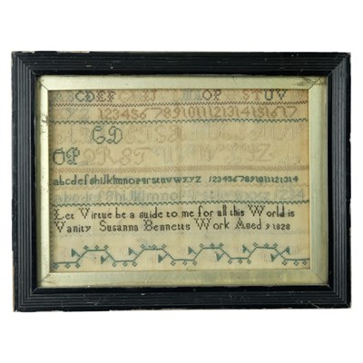 Lot 858 - A George IV needlework alphabet sampler, being...