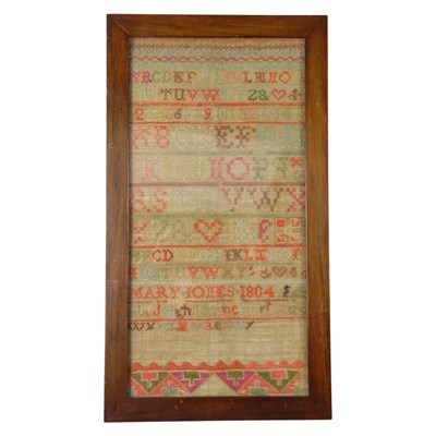 Lot 859 - A George III needlework alphabet...