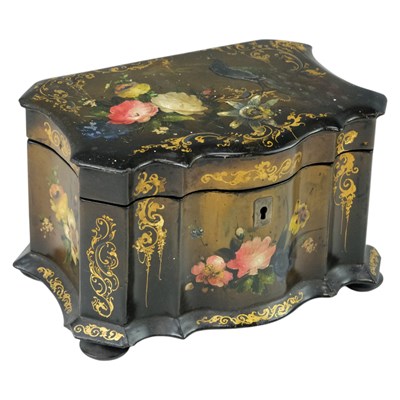 Lot 930 - A Victorian lacquered two-compartment tea...