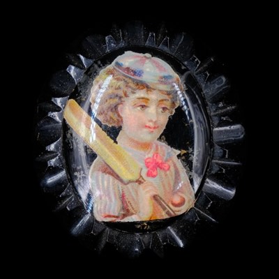 Lot 1551 - A Victorian novelty transfer-printed faux-jet...