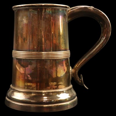 Lot 1244 - A George III Old Sheffield Plate ale mug, 17 cm