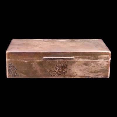 Lot 1199 - A 1960s silver table cigarette box, oblong...