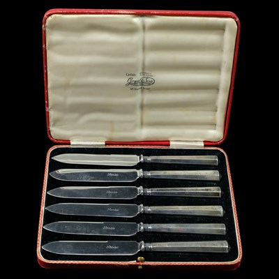 Lot 1202 - A 1930s cased set of six silver-handled tea...
