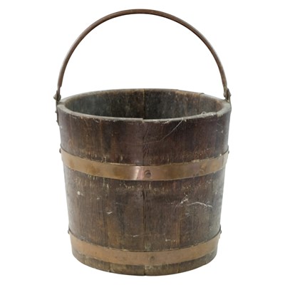 Lot 918 - An early 20th Century coppered oak pale / coal...