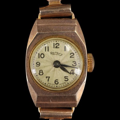 Lot 1592 - A lady's 1940s Rotary 9 ct gold wristlet watch...