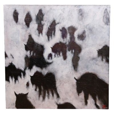 Lot 1648 - A large contemporary monochromatic abstract...