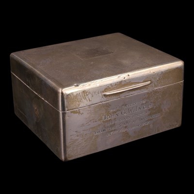 Lot 1222 - A 1950s silver table cigarette box, its hinged...