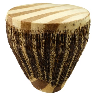 Lot 942 - An Africa Zebra-hide drum, 39.5 cm
