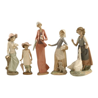 Lot 1037 - Five Nao porcelain figurines, tallest 31 cm