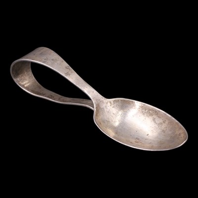 Lot 1218 - A 1940s silver infant's feeding spoon, James...