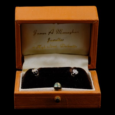 Lot 1517 - A pair of 1970s diamond and 9 ct white gold...