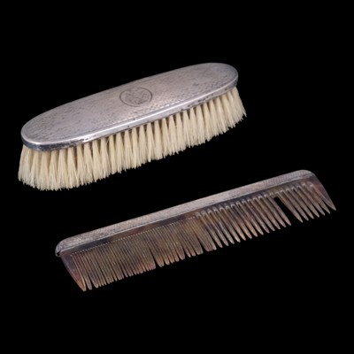 Lot 1063 - An early 20th Century silver-backed brush,...
