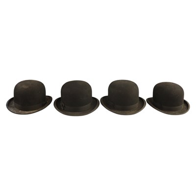 Lot 888 - Four vintage bowler hats, largest interior...