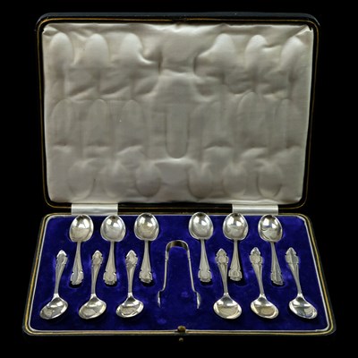 Lot 1168 - A cased set of 1920s Art Deco silver tea...