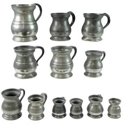 Lot 911 - A collection of Victorian and later pewter...