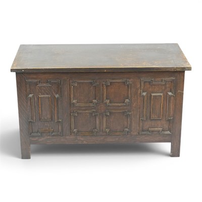 Lot 1716 - A Jacobean Revival oak bedding chest, 91 cm wide
