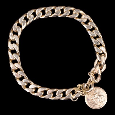 Lot 1364A - A heavy 9 ct yellow metal Cuban link bracelet,...