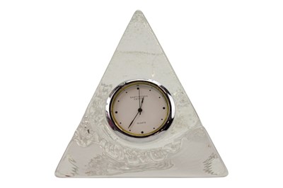Lot 1038 - A Dartington Crystal pyramid shape glass clock,...