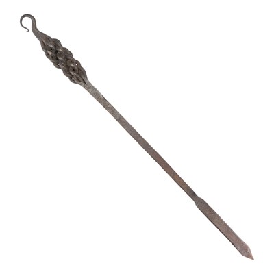 Lot 882 - A hand-forged wrought iron fire poker, having...