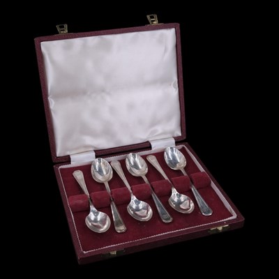 Lot 1073 - A 1930s cased set of six silver Hanoverian...