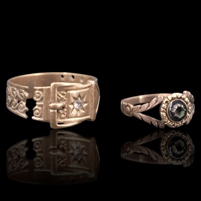 Lot 1262 - A 1970s white gemstone-set 9 ct gold buckle...