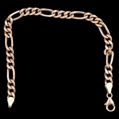 Lot 1273 - A 1990s 9 ct gold figaro-link bracelet, 18.5...