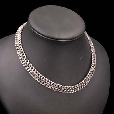 Lot 1252 - A contemporary silver double curb-link collar...
