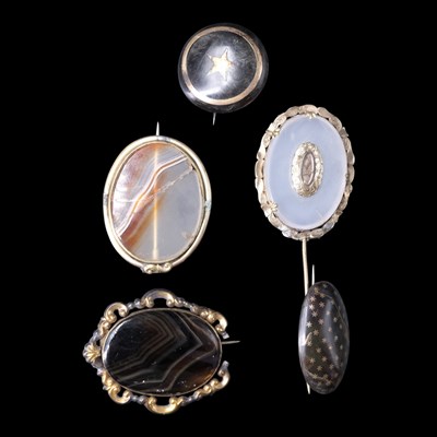 Lot 1410 - Five Victorian brooches, comprising circular...