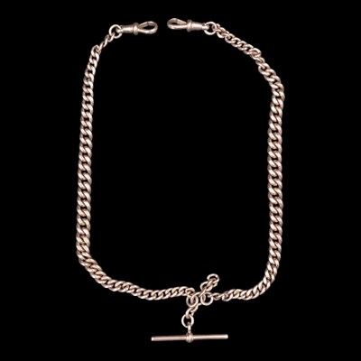 Lot 1394 - A 1940s 9 ct rose-gold graded curb-link double...