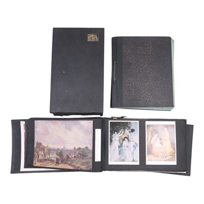 Lot 343 - Three vintage albums of fine art postcards,...