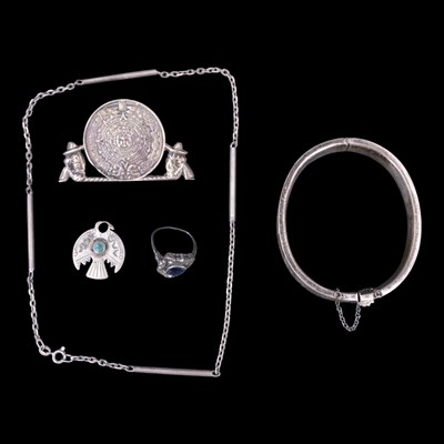 Lot 1222 - A group of Mexican and other silver / white...