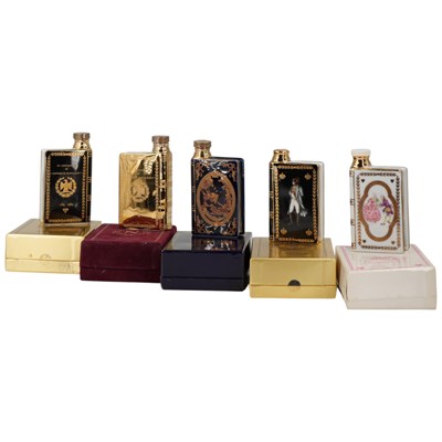 Lot 1561 - Five Limoges boxed ceramic miniature flasks of...
