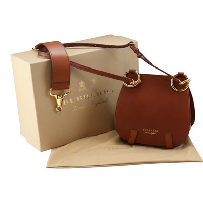 Lot 803 - A Burberry tan-leather bridle saddle satchel...