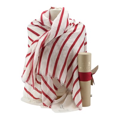Lot 805 - A Burberry lace and stripe printed shawl,...