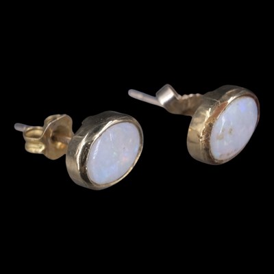 Lot 1333 - A pair of near-contemporary opal stud earrings,...