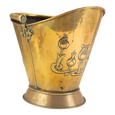 Lot 885 - A late 19th Century Art Nouveau brass coal...