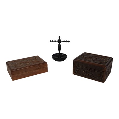 Lot 923 - A George V Indian carved hardwood table box,...