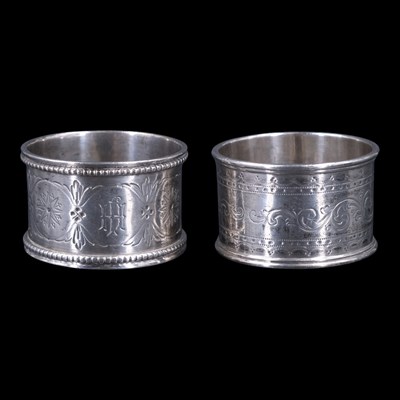 Lot 1126 - Two Victorian silver napkin rings, circa 1870,...