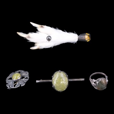 Lot 1239 - Vintage Scottish white metal brooches and a...
