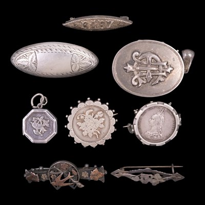 Lot 1202 - A group of Victorian silver brooches and...