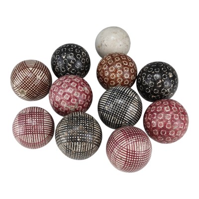 Lot 762 - A set of Victorian earthenware carpet bowls,...