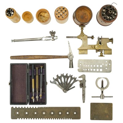Lot 647 - A quantity of watchmaking tools, including a...