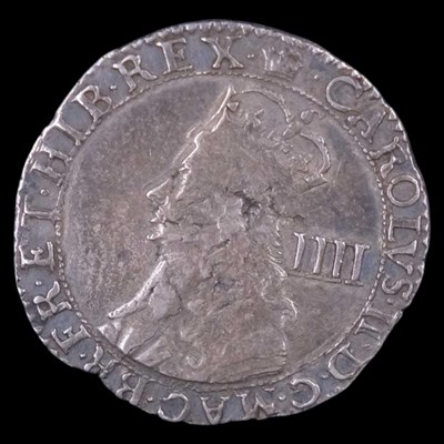 Lot 387 - A Charles II third issue silver groat coin,...