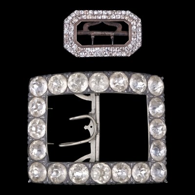 Lot 1340 - A Georgian silver and gold shoe buckle, set...