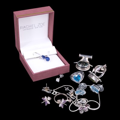 Lot 1219 - A group of contemporary gemstone-set white...