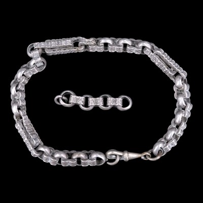 Lot 1396 - A Victorian fancy-link silver watch chain, 32...