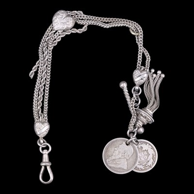 Lot 1397 - A Victorian silver Albertina watch chain, with...
