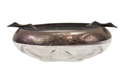 Lot 1061 - A George V silver-mounted cut-glass ashtray by...