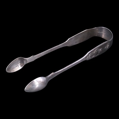 Lot 1134 - Early Victorian silver fiddle pattern sugar...