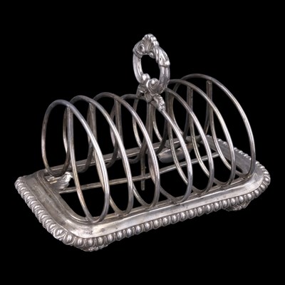 Lot 1140 - A George IV silver six-slice toast rack,...